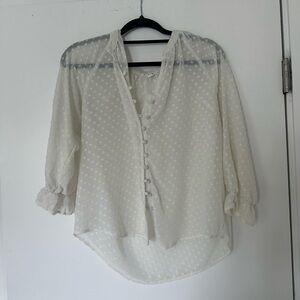 Sheer White Polka Dot Blouse